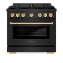 AutographEdition 36 in. 5.2 cu. ft. 6 Burner Gas Range with Convection Gas Oven in Black Stainless Steel and Polished Gold Accents view 4