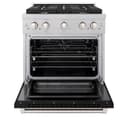 30in. 4.2 cu. ft. 4 Burner Gas Range with Convection Gas Oven in DuraSnow Stainless Steel with Black Matte Door view 3