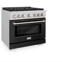 36in. 5.2 cu. ft. 6 Burner Gas Range with Convection Gas Oven in DuraSnow Stainless Steel with Black Matte Door view 5