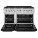 48in. 6.7 cu. ft. 8 Burner Double Oven Gas Range in DuraSnow Stainless Steel with Black Matte Doors view 3
