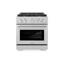 30in. 4.2 cu. ft. Gas Range with Convection Gas Oven in DuraSnow Stainless Steel with 4 Brass Burners view 2