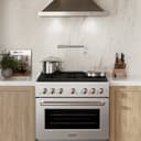 36in. 5.2 cu. ft. Gas Range with Convection Gas Oven in DuraSnow Stainless Steel with 6 Brass Burners view 5