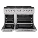 48in. 6.7 cu. ft. Double Oven Gas Range in DuraSnow Stainless Steel with 8 Brass Burners view 3