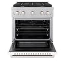 30in. 4.2 cu. ft. 4 Burner Gas Range with Convection Gas Oven in DuraSnow Stainless Steel with White Matte Door view 3