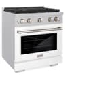 30in. 4.2 cu. ft. 4 Burner Gas Range with Convection Gas Oven in DuraSnow Stainless Steel with White Matte Door view 5