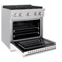 30in. 4.2 cu. ft. 4 Burner Gas Range with Convection Gas Oven in DuraSnow Stainless Steel with White Matte Door view 6
