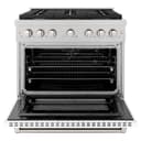 36in. 5.2 cu. ft. 6 Burner Gas Range with Convection Gas Oven in DuraSnow Stainless Steel with White Matte Door view 3