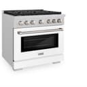 36in. 5.2 cu. ft. 6 Burner Gas Range with Convection Gas Oven in DuraSnow Stainless Steel with White Matte Door view 5