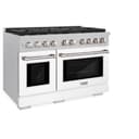 48in. 6.7 cu. ft. 8 Burner Double Oven Gas Range in DuraSnow Stainless Steel with White Matte Doors view 4