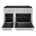 48in. 6.7 cu. ft. 8 Burner Double Oven Gas Range in DuraSnow Stainless Steel with White Matte Doors view 5