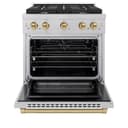 AutographEdition 30 in. 4.2 cu. ft. 4 Burner Gas Range with Convection Gas Oven in DuraSnow Stainless Steel and Champagne Bronze Accents view 3