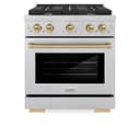 AutographEdition 30 in. 4.2 cu. ft. 4 Burner Gas Range with Convection Gas Oven in DuraSnow Stainless Steel and Champagne Bronze Accents view 5