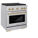 AutographEdition 30 in. 4.2 cu. ft. 4 Burner Gas Range with Convection Gas Oven in DuraSnow Stainless Steel and Champagne Bronze Accents view 6