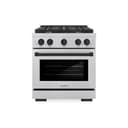 AutographEdition 30 in. 4.2 cu. ft. 4 Burner Gas Range with Convection Gas Oven in DuraSnow Stainless Steel and Matte Black Accents view 2