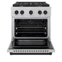AutographEdition 30 in. 4.2 cu. ft. 4 Burner Gas Range with Convection Gas Oven in DuraSnow Stainless Steel and Matte Black Accents view 3