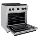 AutographEdition 30 in. 4.2 cu. ft. 4 Burner Gas Range with Convection Gas Oven in DuraSnow Stainless Steel and Matte Black Accents view 4