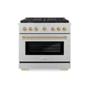 AutographEdition 36 in. 5.2 cu. ft. 6 Burner Gas Range with Convection Gas Oven in DuraSnow Stainless Steel and Champagne Bronze Accents view 2