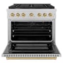 AutographEdition 36 in. 5.2 cu. ft. 6 Burner Gas Range with Convection Gas Oven in DuraSnow Stainless Steel and Champagne Bronze Accents view 3