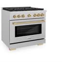 AutographEdition 36 in. 5.2 cu. ft. 6 Burner Gas Range with Convection Gas Oven in DuraSnow Stainless Steel and Champagne Bronze Accents view 5