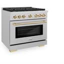 AutographEdition 36 in. 5.2 cu. ft. 6 Burner Gas Range with Convection Gas Oven in DuraSnow Stainless Steel and Polished Gold Accents view 5