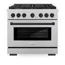 AutographEdition 36 in. 5.2 cu. ft. 6 Burner Gas Range with Convection Gas Oven in DuraSnow Stainless Steel and Matte Black Accents view 5