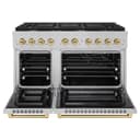 AutographEdition 48 in. 6.7 cu. ft. 8 Burner Double Oven Gas Range in DuraSnow Stainless Steel and Champagne Bronze Accents view 4