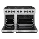 AutographEdition 48 in. 6.7 cu. ft. 8 Burner Double Oven Gas Range in DuraSnow Stainless Steel and Matte Black Accents view 4