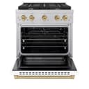 AutographEdition 30 in. 4.2 cu. ft. 4 Burner Gas Range with Convection Gas Oven in DuraSnow Stainless Steel with White Matte Door and Champagne Bronze Accents view 3