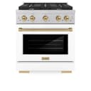 AutographEdition 30 in. 4.2 cu. ft. 4 Burner Gas Range with Convection Gas Oven in DuraSnow Stainless Steel with White Matte Door and Champagne Bronze Accents view 4