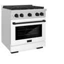 AutographEdition 30 in. 4.2 cu. ft. 4 Burner Gas Range with Convection Gas Oven in DuraSnow Stainless Steel with White Matte Door and Matte Black Accents view 5