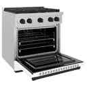AutographEdition 30 in. 4.2 cu. ft. 4 Burner Gas Range with Convection Gas Oven in DuraSnow Stainless Steel with White Matte Door and Matte Black Accents view 6