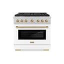 AutographEdition 36 in. 5.2 cu. ft. 6 Burner Gas Range with Convection Gas Oven in DuraSnow Stainless Steel with White Matte Door and Champagne Bronze Accents view 2