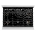 AutographEdition 36 in. 5.2 cu. ft. 6 Burner Gas Range with Convection Gas Oven in DuraSnow Stainless Steel with White Matte Door and Champagne Bronze Accents view 9