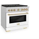 AutographEdition 36 in. 5.2 cu. ft. 6 Burner Gas Range with Convection Gas Oven in DuraSnow Stainless Steel with White Matte Door and Polished Gold Accents view 5