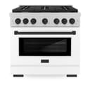 AutographEdition 36 in. 5.2 cu. ft. 6 Burner Gas Range with Convection Gas Oven in DuraSnow Stainless Steel with White Matte Door and Matte Black Accents view 4