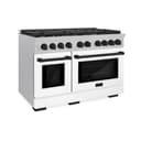 AutographEdition 48 in. 6.7 cu. ft. 8 Burner Double Oven Gas Range in DuraSnow Stainless Steel with White Matte Doors and Matte Black Accents view 1