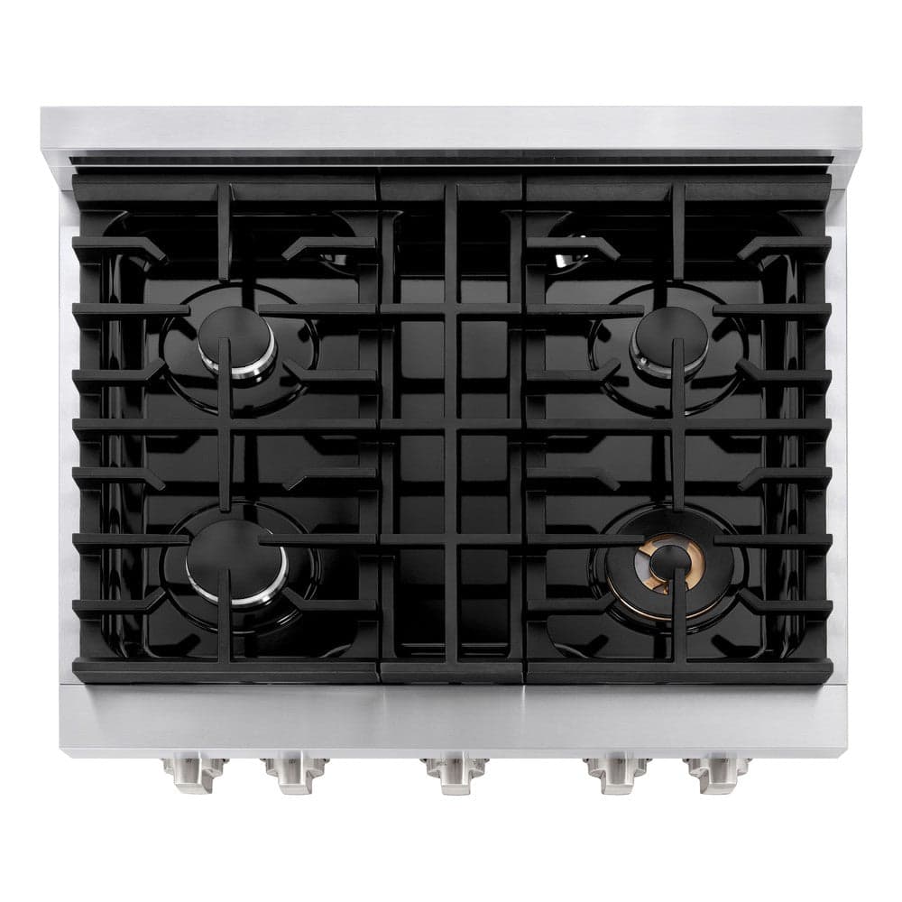 30in. 4.2 cu. ft. 4 Burner Gas Range with Convection Gas Oven in Stainless Steel with White Matte Door