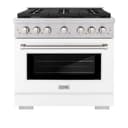 36in. 5.2 cu. ft. 6 Burner Gas Range with Convection Gas Oven in Stainless Steel with White Matte Door view 3