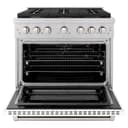 36in. 5.2 cu. ft. 6 Burner Gas Range with Convection Gas Oven in Stainless Steel with White Matte Door view 4