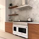 48in. 6.7 cu. ft. 8 Burner Double Oven Gas Range in Stainless Steel with White Matte Doors view 2