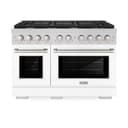 48in. 6.7 cu. ft. 8 Burner Double Oven Gas Range in Stainless Steel with White Matte Doors view 3