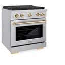 AutographEdition 30 in. 4.2 cu. ft. 4 Burner Gas Range with Convection Gas Oven in Stainless Steel and Polished Gold Accents view 3