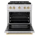 AutographEdition 30 in. 4.2 cu. ft. 4 Burner Gas Range with Convection Gas Oven in Stainless Steel and Polished Gold Accents view 5
