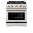 AutographEdition 30 in. 4.2 cu. ft. 4 Burner Gas Range with Convection Gas Oven in Stainless Steel and Polished Gold Accents view 6
