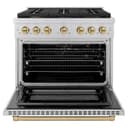 AutographEdition 36 in. 5.2 cu. ft. 6 Burner Gas Range with Convection Gas Oven in Stainless Steel and Champagne Bronze Accents view 4