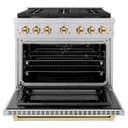 AutographEdition 36 in. 5.2 cu. ft. 6 Burner Gas Range with Convection Gas Oven in Stainless Steel and Polished Gold Accents view 5
