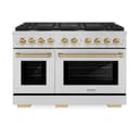 AutographEdition 48 in. 6.7 cu. ft. 8 Burner Double Oven Gas Range in Stainless Steel and Champagne Bronze Accents view 3