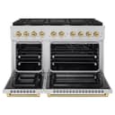 AutographEdition 48 in. 6.7 cu. ft. 8 Burner Double Oven Gas Range in Stainless Steel and Champagne Bronze Accents view 4