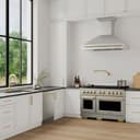 AutographEdition 48 in. 6.7 cu. ft. 8 Burner Double Oven Gas Range in Stainless Steel and Polished Gold Accents view 1