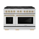 AutographEdition 48 in. 6.7 cu. ft. 8 Burner Double Oven Gas Range in Stainless Steel and Polished Gold Accents view 3